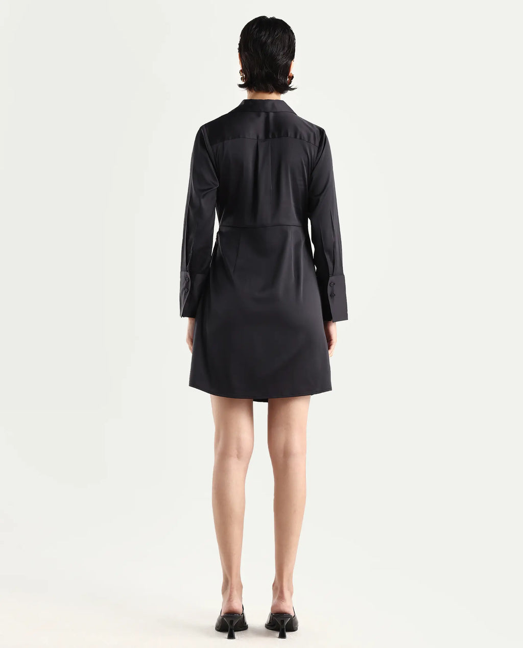 Rareism Women's Avipal Black Polyester Striaght Mini Dress
