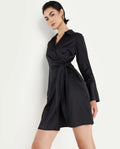 Rareism Women's Avipal Black Polyester Striaght Mini Dress