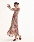 Rareism Women's Avirin Multi Viscose V-Neck Fit And Flare Abstract Print Dress