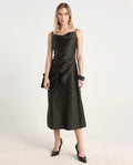 Rareism Women's Avital Olive Polyester Fitted Midi Dress