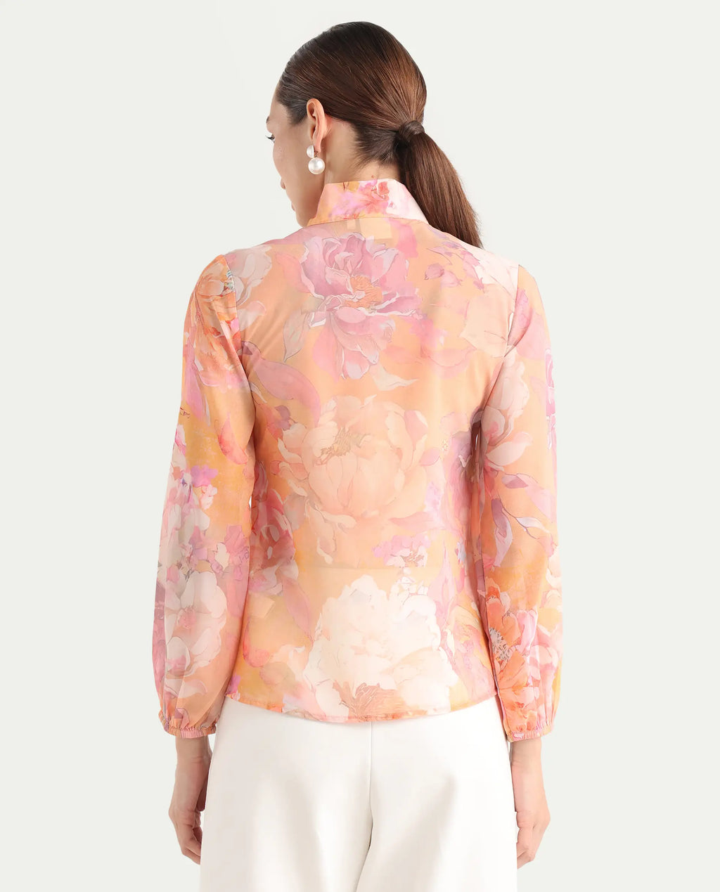 Rareism Women's Avoin Light Multi Polyester Tie-Up Regular Floral Print Top