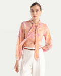 Rareism Women's Avoin Light Multi Polyester Tie-Up Regular Floral Print Top