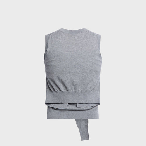 Alexander Wang Tie-front Cardigan Layered V-neck Vest - Heather Grey