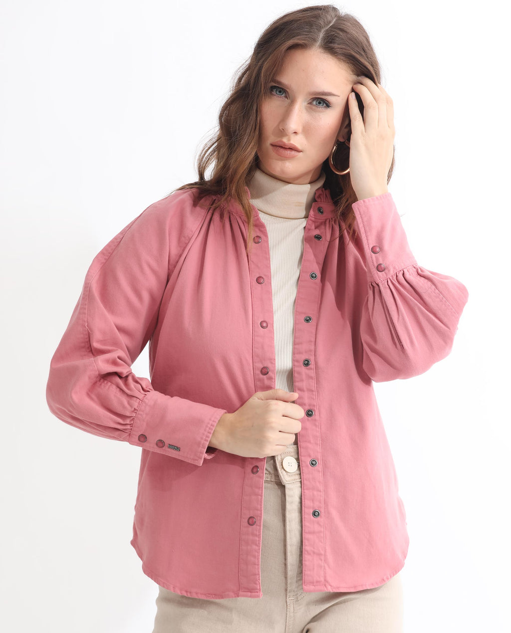 Rareism Women's Bellona Pink Cotton Sweetheart Neck Plain Regular Fit Jacket