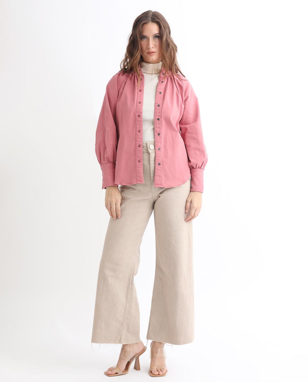 Rareism Women's Bellona Pink Cotton Sweetheart Neck Plain Regular Fit Jacket