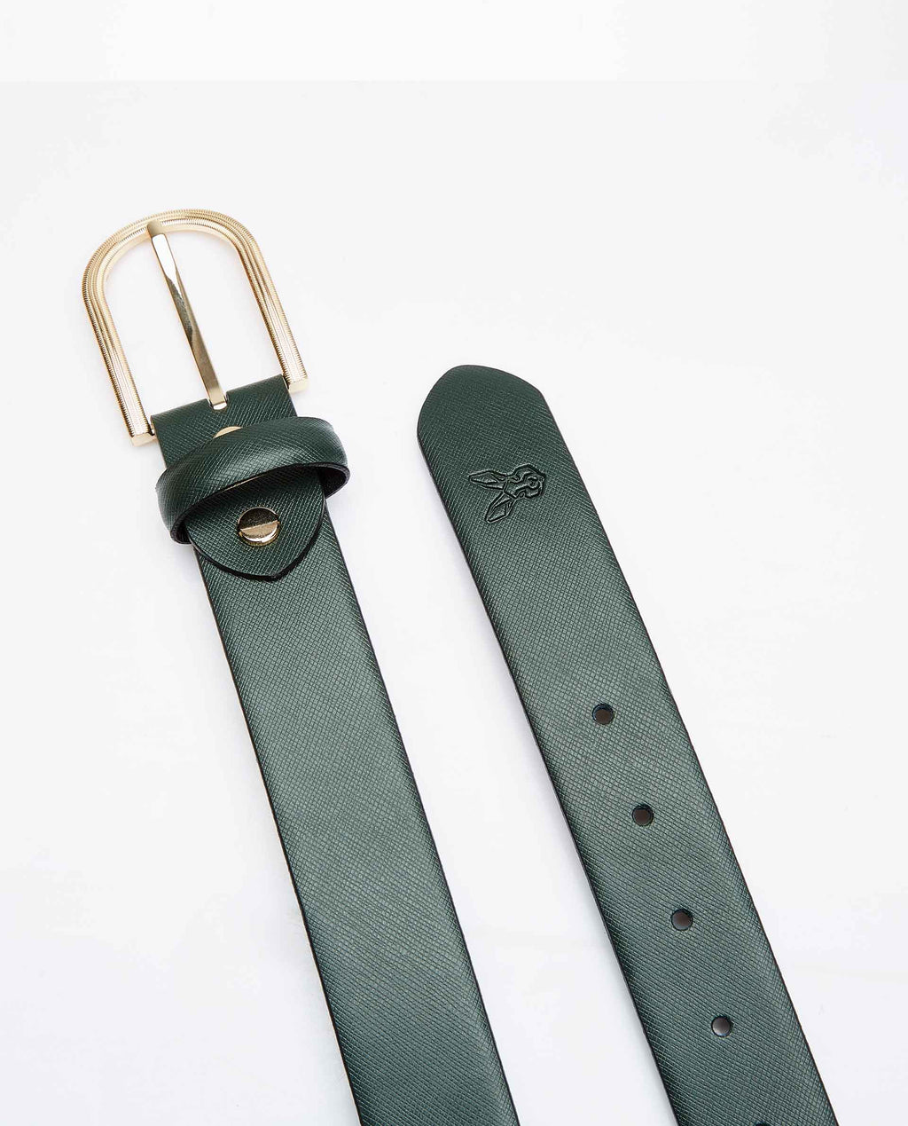 Rare Rabbit Men's Luxur Green Belts Leather Fabric