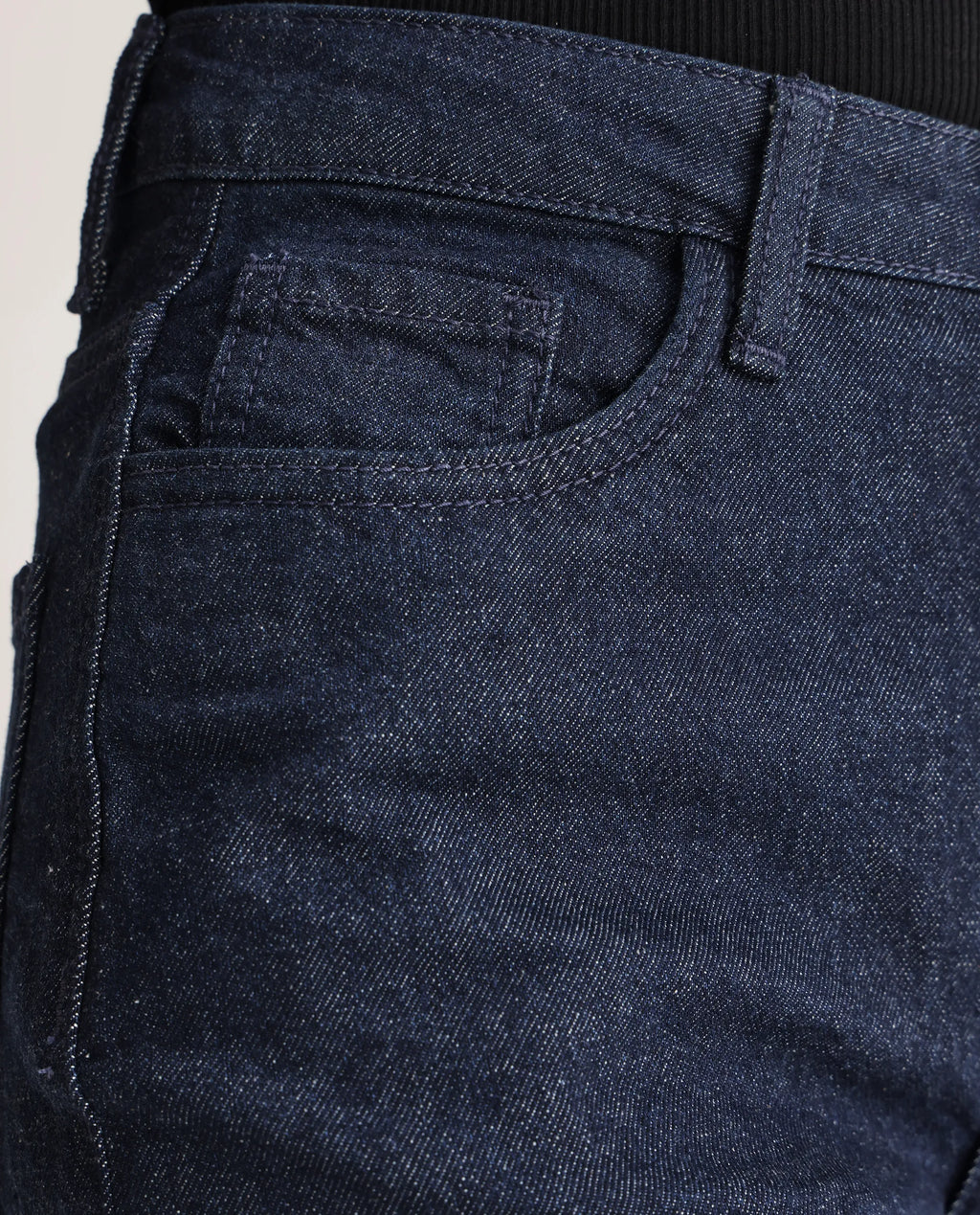 Rareism Women's Bewak Dark Blue Cotton Blend Plain Ankle Length Smart Straight Fit Jeans