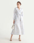 Rareism Women's Bhaxjo Light Multi Cotton V-Neck Abstract Print Midi A-Line Dress