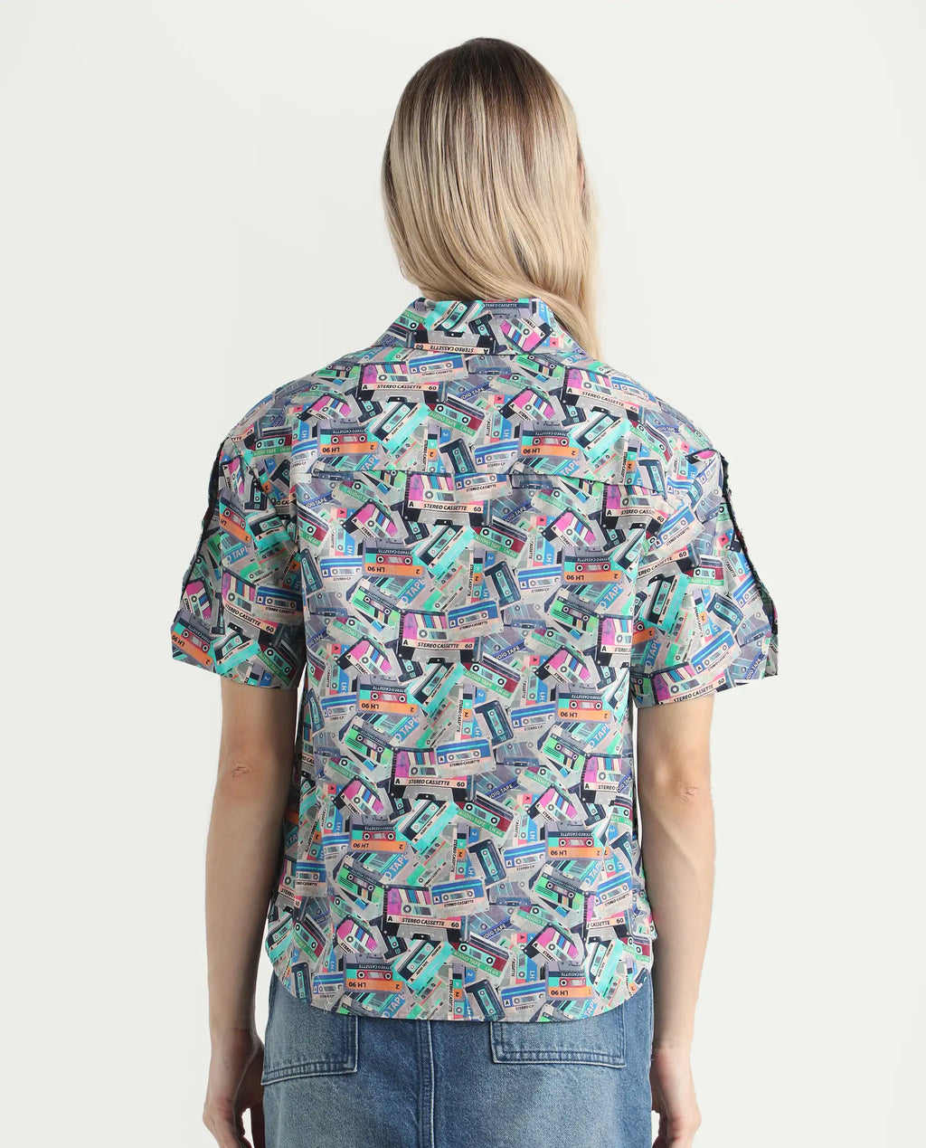 Rareism Women's Bhx Multi Cotton Drop Collar Object Print Regular Fit Shirt