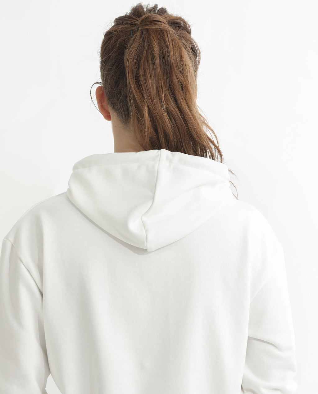 Rareism Women's Blacher Off White Polyester Blend Hooded Graphic Print Regular Fit Sweatshirt