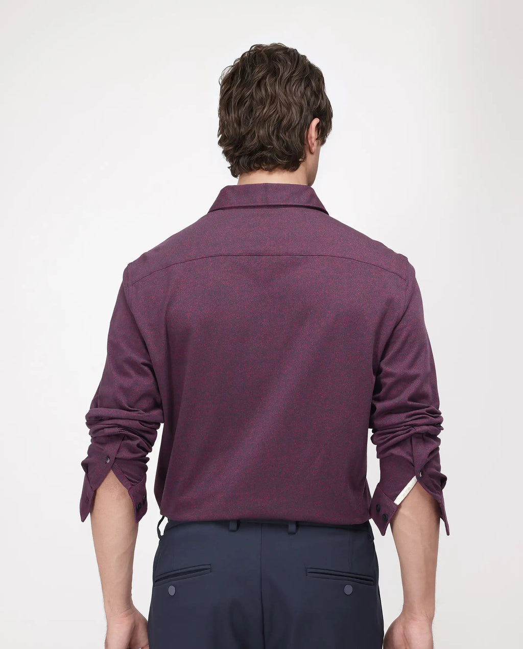 Rare Rabbit Men's Bler Maroon Cotton Blend Plain Regular Fit Full Sleeve Collared Shirt