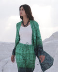 Rareism Women's Boss Green Cotton Collarless Regular Fit Outer Wear