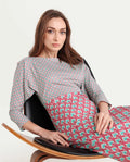 Rareism Women's Bovyan Multi Cotton Boat Neck Geometric Print Midi Straight Fit Dress