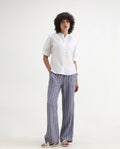 Rareism Women's Breen White Polyester Mandarin Collar Plain Bishop Sleeve Regular Fit Top