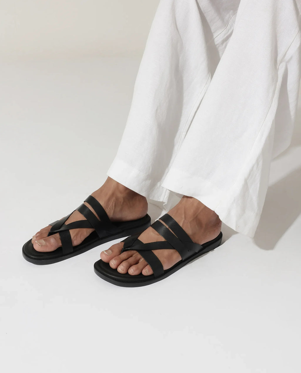 Rare Rabbit Men's Bron Black Slip-On Closure Sandals
