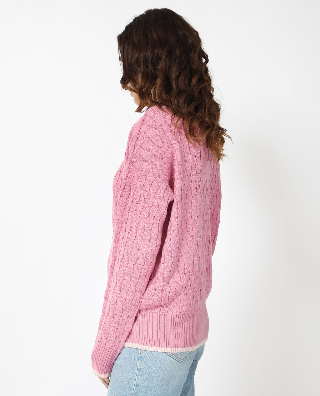 Rareism Women's Broun Dusky Pink Acrylic V-Neck Plain Relaxed Fit Sweater