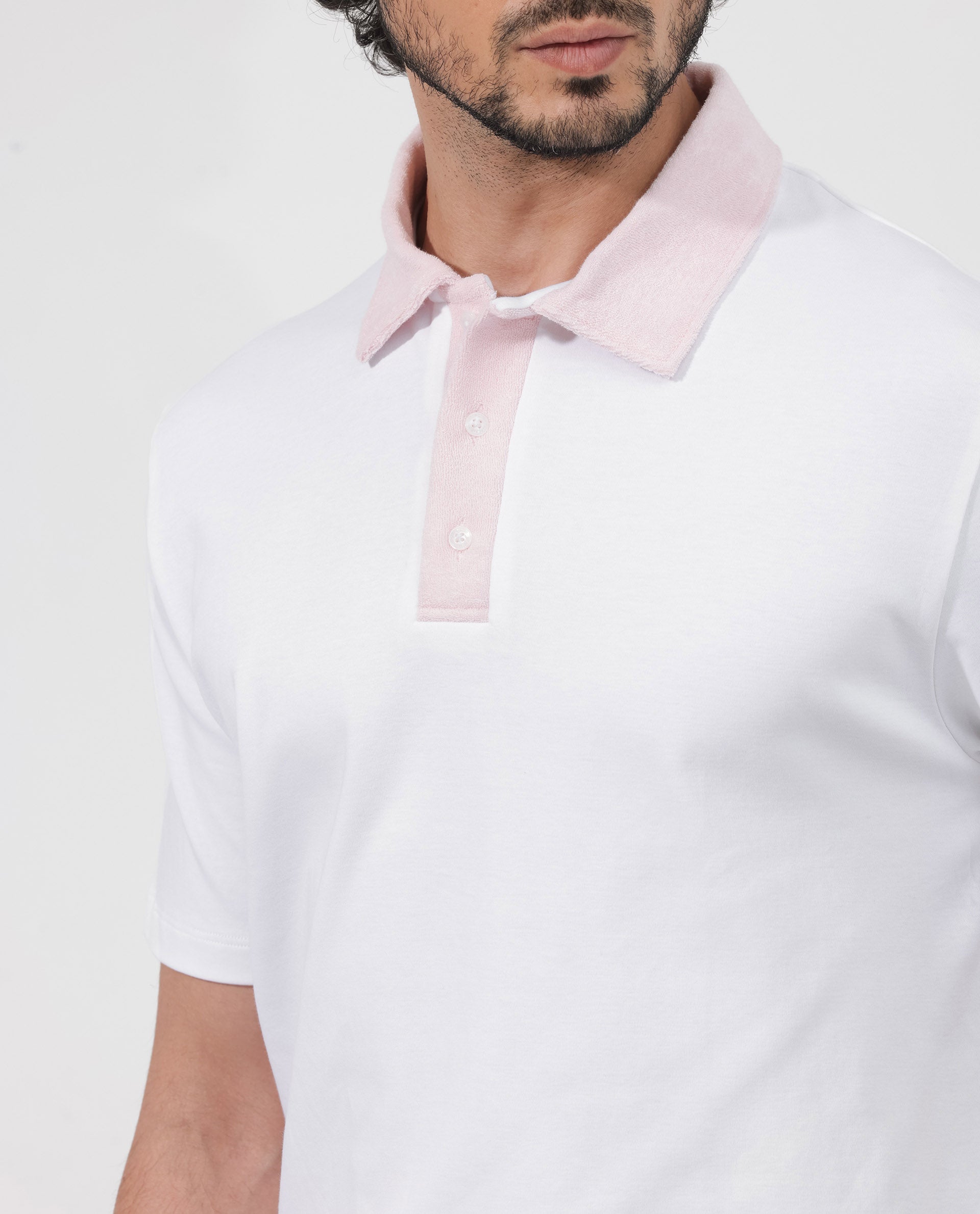 Rare Rabbit Men's Canot White Cotton Plain Regular Fit Half Sleeve Polo