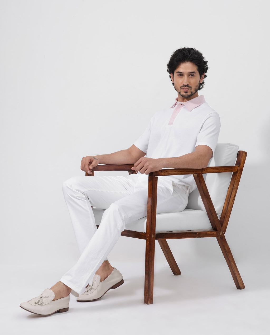 Rare Rabbit Men's Canot White Cotton Plain Regular Fit Half Sleeve Polo