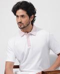 Rare Rabbit Men's Canot White Cotton Plain Regular Fit Half Sleeve Polo