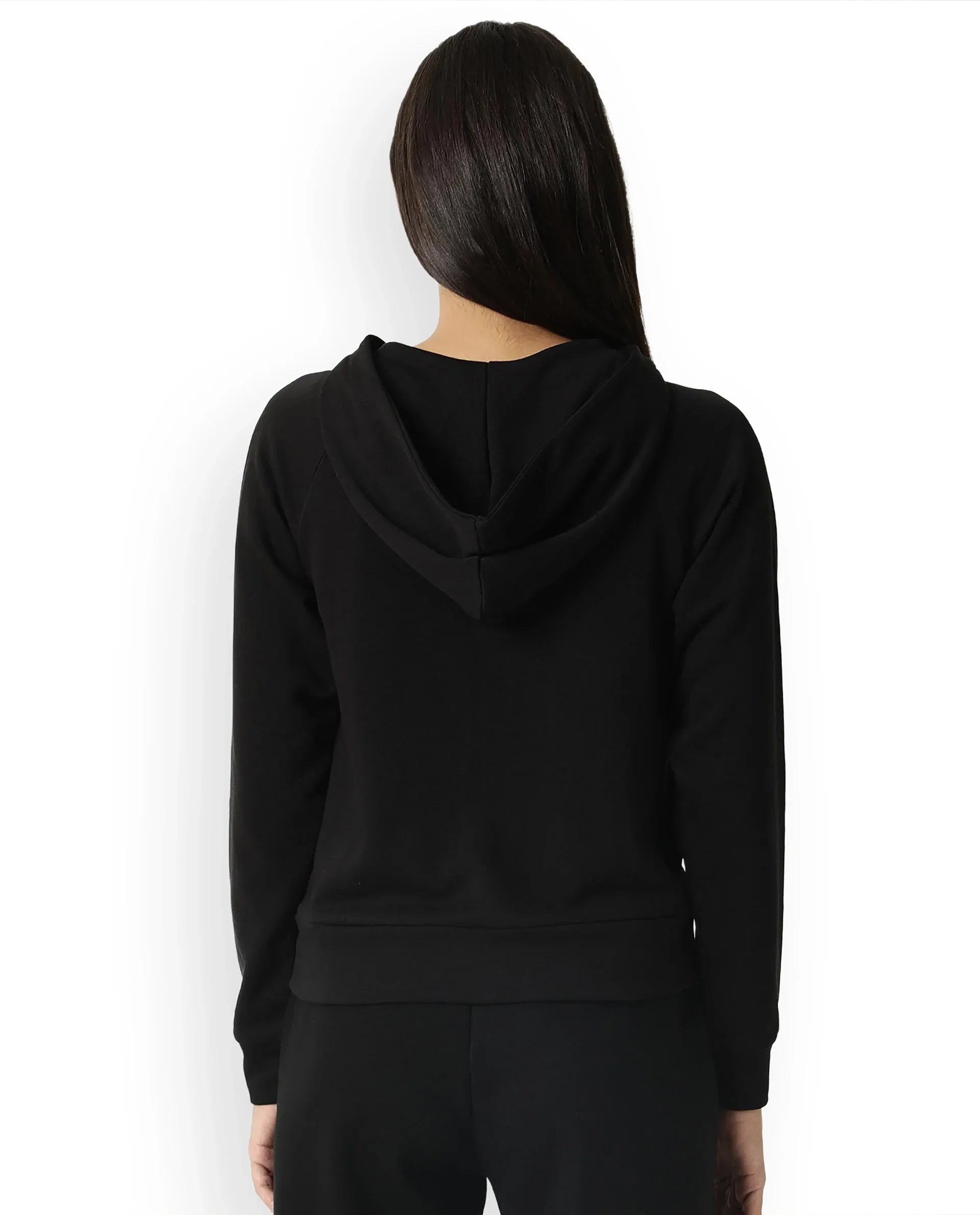 Rareism Women's Medium Weight Terry 290 Gsm Cotton Blend Hooded Plain Regular Fit Jacket