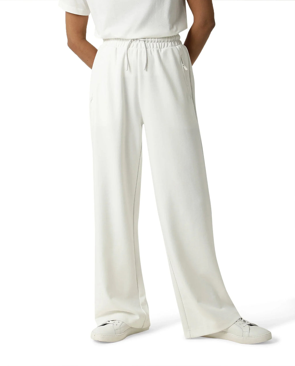 Rareism Women's Heavy Weight Interlock 340 Gsm Cotton Blend Plain Ankle Length Relaxed Fit Track Pant Flared