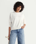 Rareism Women's Medium Weight Terry 290 Gsm Cotton Blend Crew Neck Plain Cuffed Sleeve Relaxed Fit Sweatshirt
