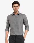 Rare Rabbit Men's Chapelle Black Cotton Plain Regular Fit Full Sleeve Collared Shirt