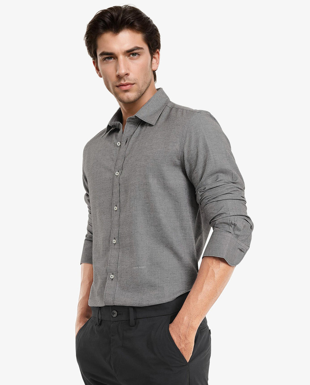 Rare Rabbit Men's Chapelle Black Cotton Plain Regular Fit Full Sleeve Collared Shirt