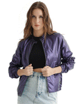 Rareism Women's Charlotte Purple Polyester Mandarin Collar Plain Regular Fit Jacket