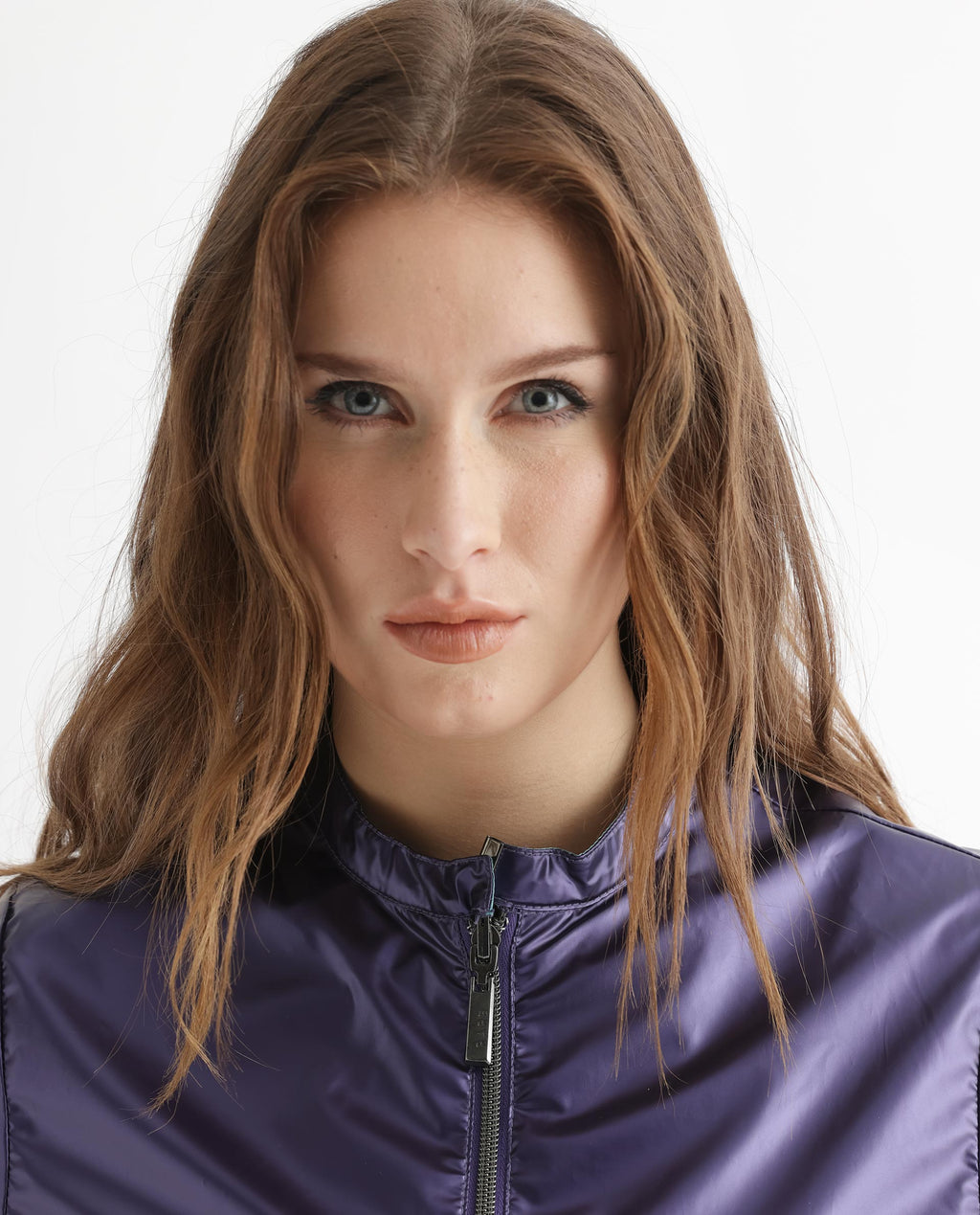 Rareism Women's Charlotte Purple Polyester Mandarin Collar Plain Regular Fit Jacket