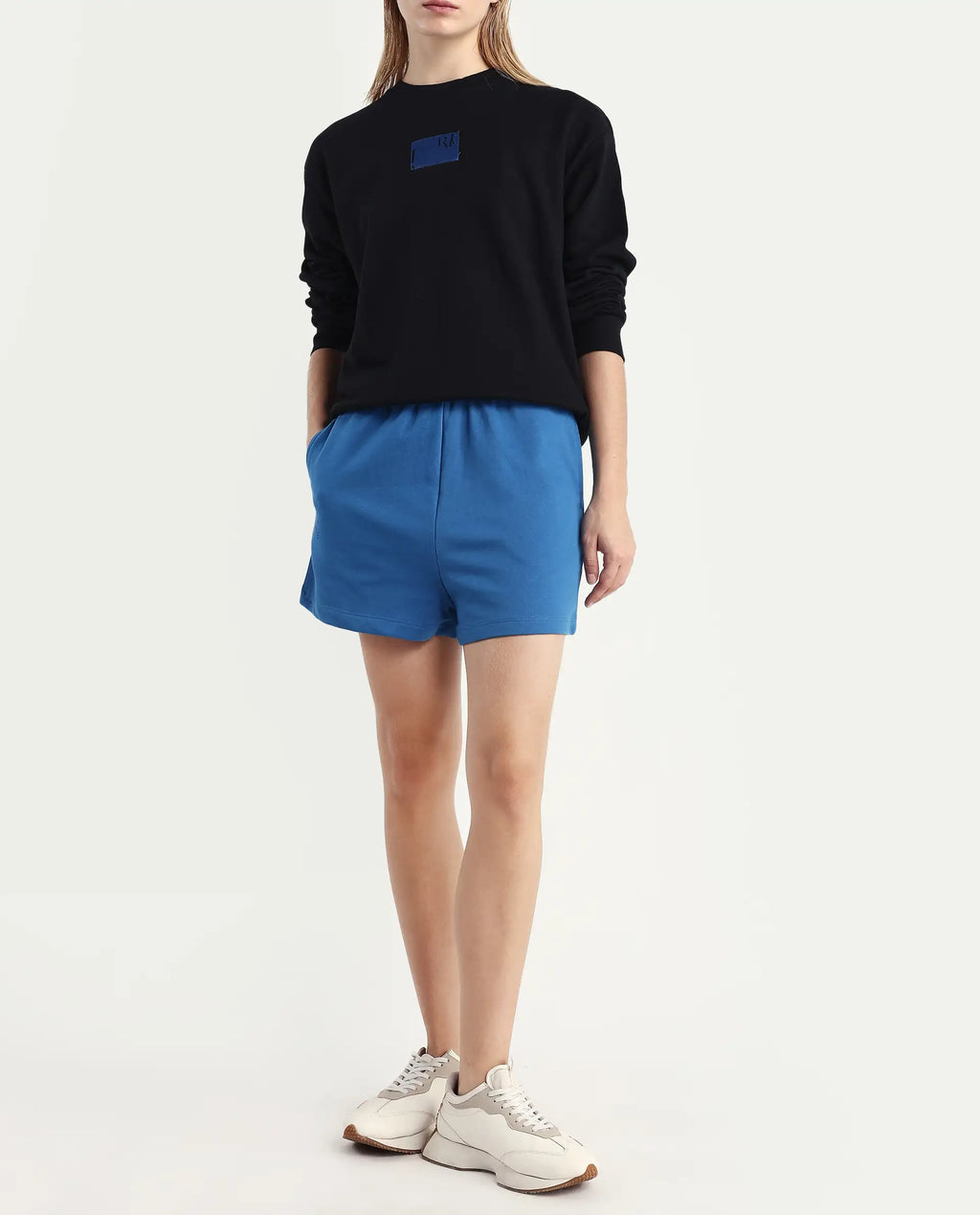 Rareism Women's Medium Weight Terry 290 Gsm Cotton Blend Plain Mini Relaxed Fit Shorts