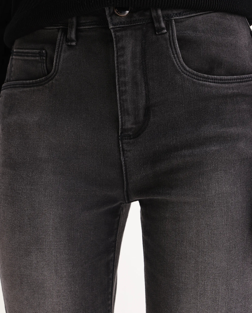 Rareism Women's Clipper Grey Cotton Blend Plain Ankle Length Slim Fit Jeans