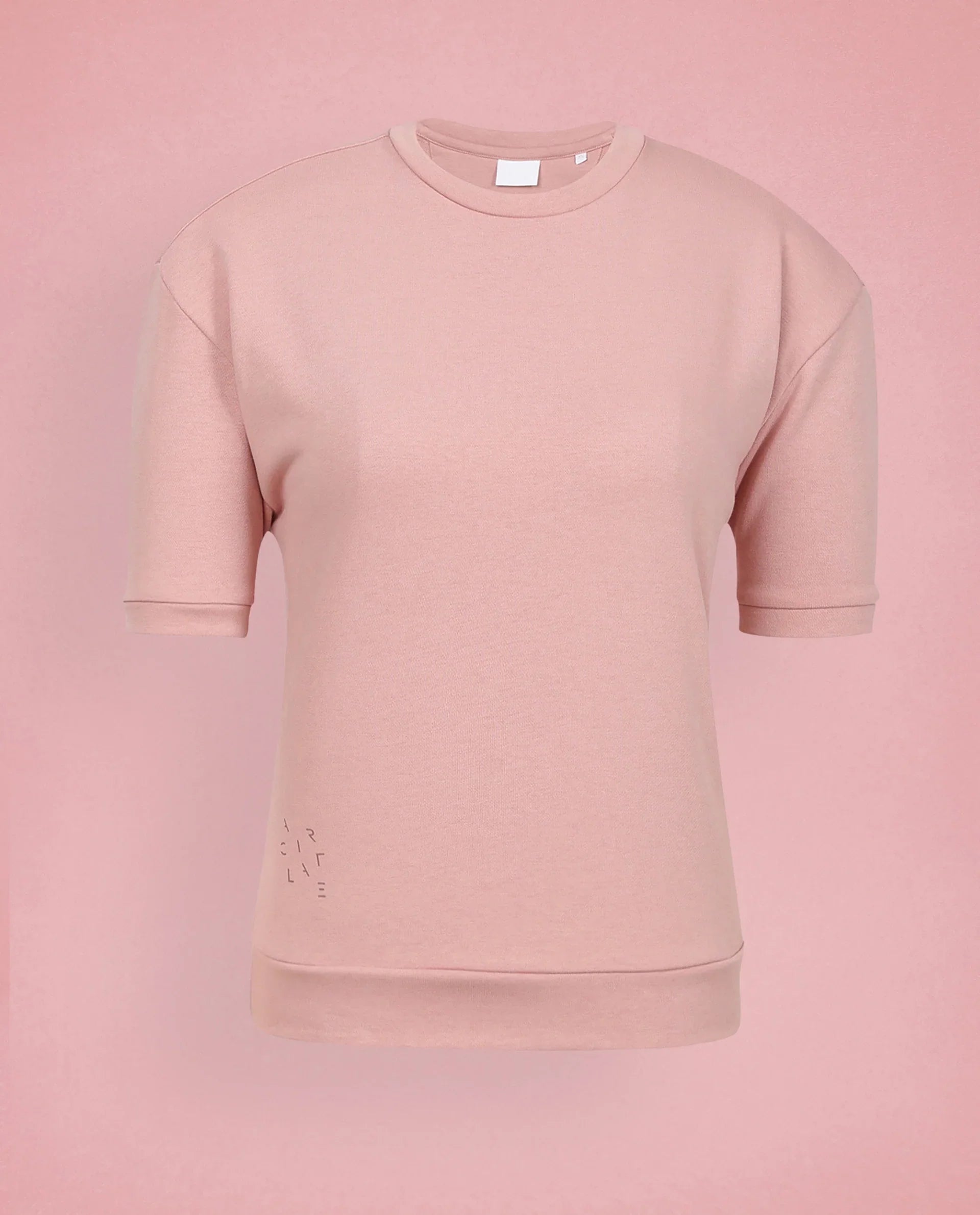 Rareism Women's Medium Weight Terry 290 Gsm Cotton Crew Neck Plain Relaxed Fit Sweat Tee