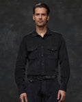 Rare Rabbit Men's Cordin-2 Black Cotton Plain Regular Fit Full Sleeve Collared Shirt