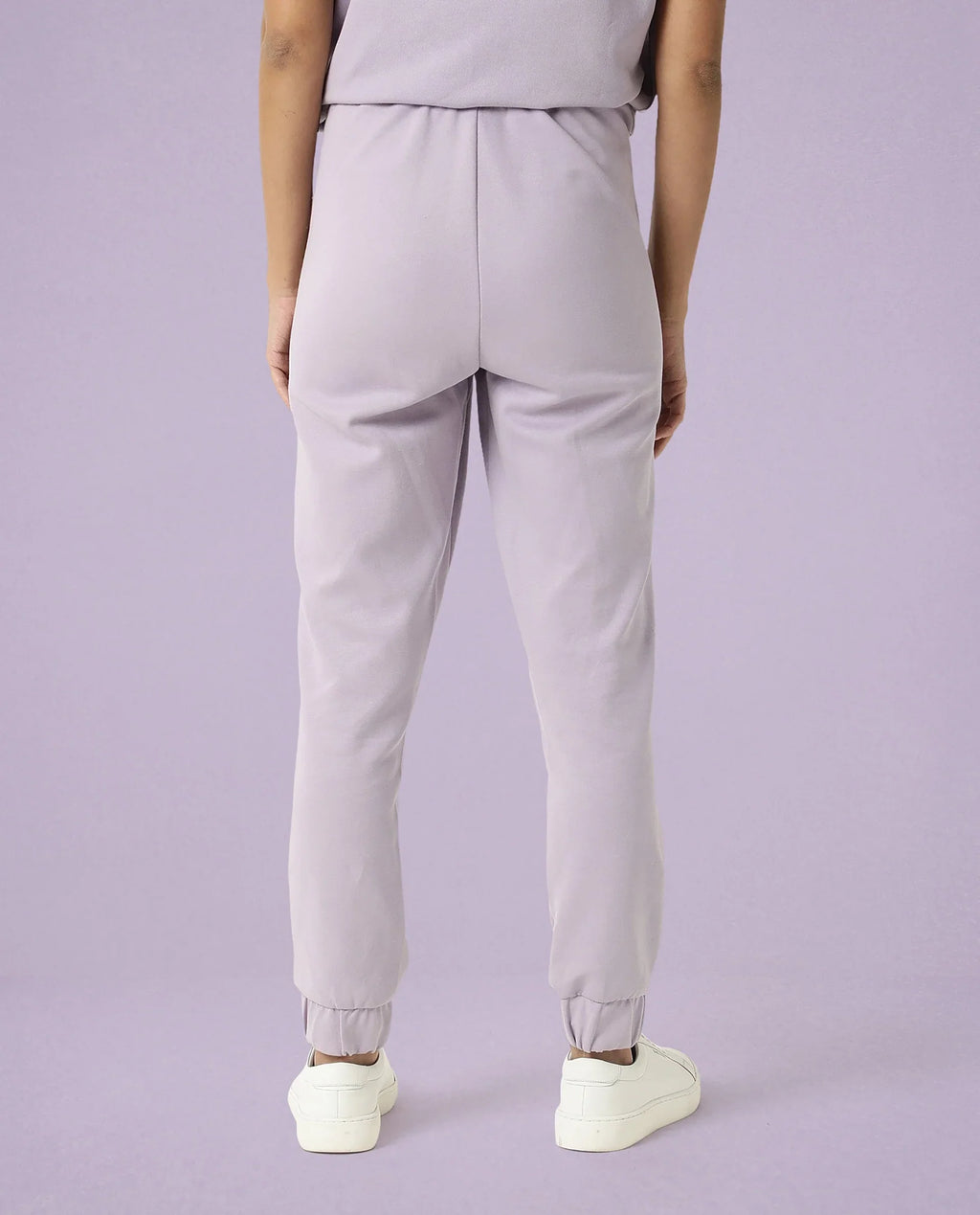 Rareism Women's Heavy Weight Interlock 340 Gsm Cotton Blend Plain Ankle Length Relaxed Fit Track Pant