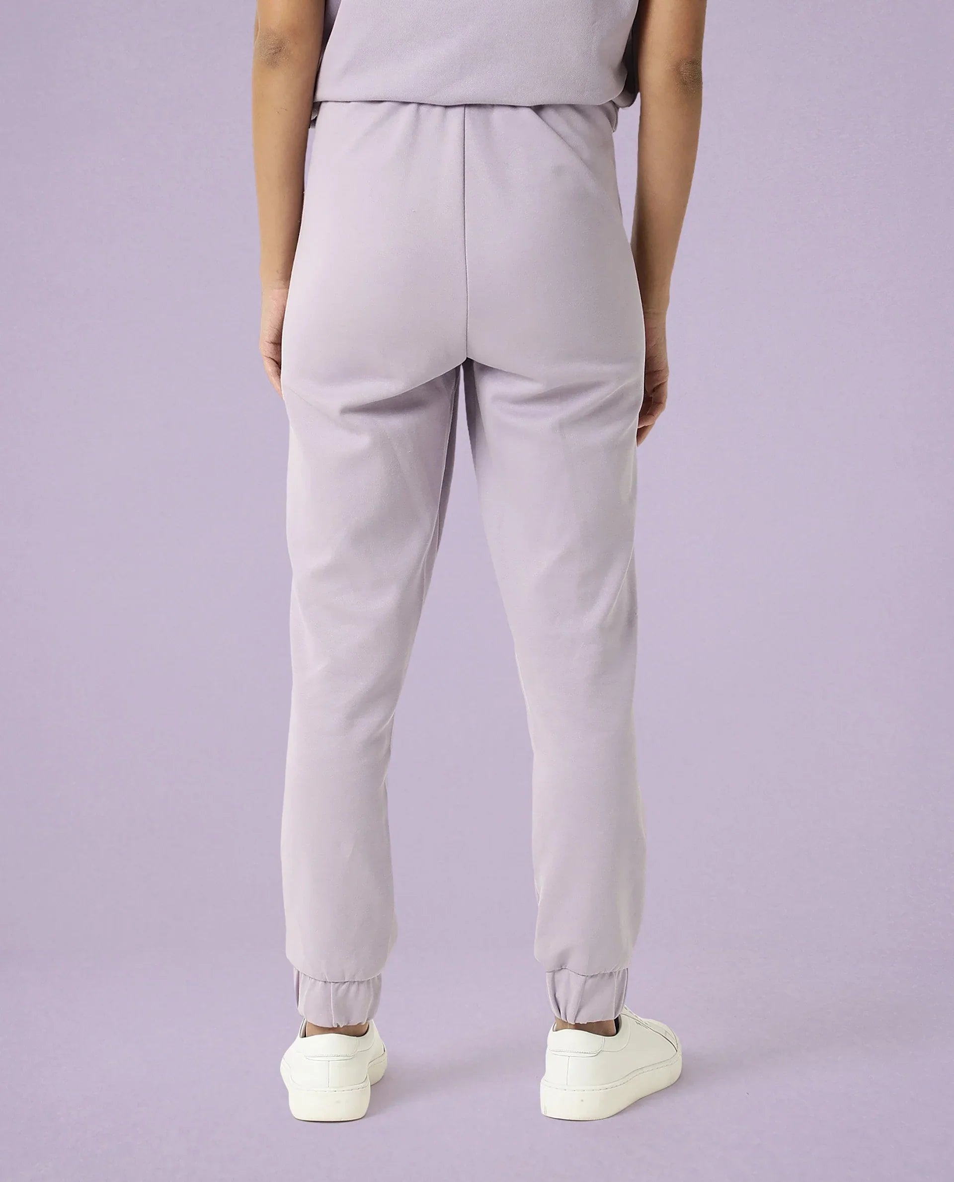 Rareism Women's Heavy Weight Interlock 340 Gsm Cotton Blend Plain Ankle Length Relaxed Fit Track Pant