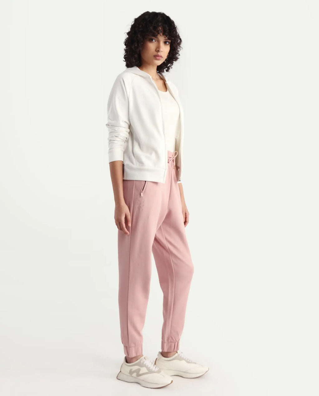 Rareism Women's Heavy Weight Interlock 340 Gsm Cotton Blend Plain Ankle Length Relaxed Fit Track Pant