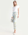 Rareism Women's Cult Green Cotton Abstract Print Ankle Length Slim Fit Trouser