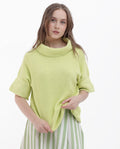 Rareism Women's Daffy 1 Flouroscent Yellow Cotton High Neck Plain Relaxed Fit Sweater