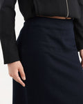 Rareism Women's Denis Dark Blue Cotton A-Line Plain Skirt