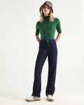 Rareism Women's Denvy Blue Cotton Blend Straight Plain Jeans