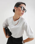 Rareism Women's Dionysus White Polyester Blend Crew Neck Plain Crop Regular Fit Top