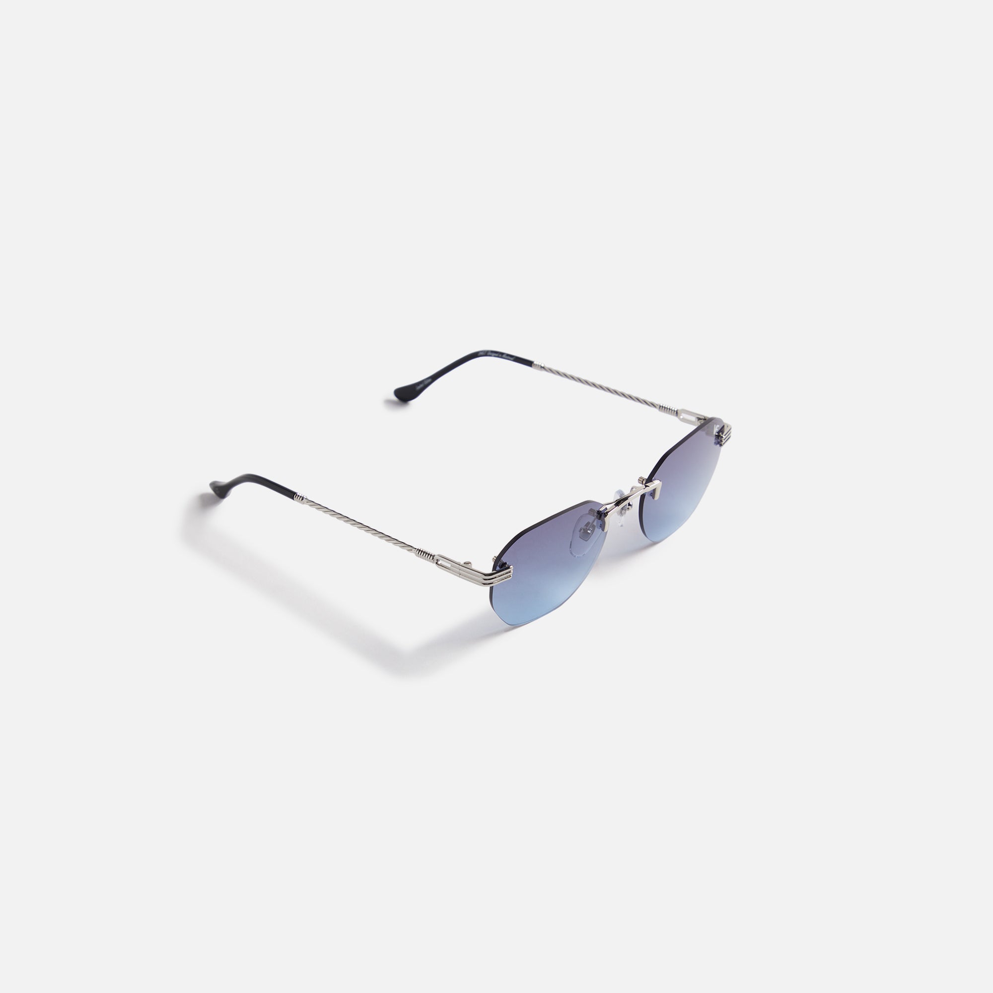 Vintage Frames Detroit Player Drill Mount 24Kt White Gold Sunglasses - Grape Blue