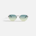 Vintage Frames Detroit Player Drill Mount 24Kt Sunglasses - White Gold / Green / Yellow