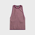 EB Denim Romy Knit Racer Tank Top - Burgundy / Soft Pink Stripe