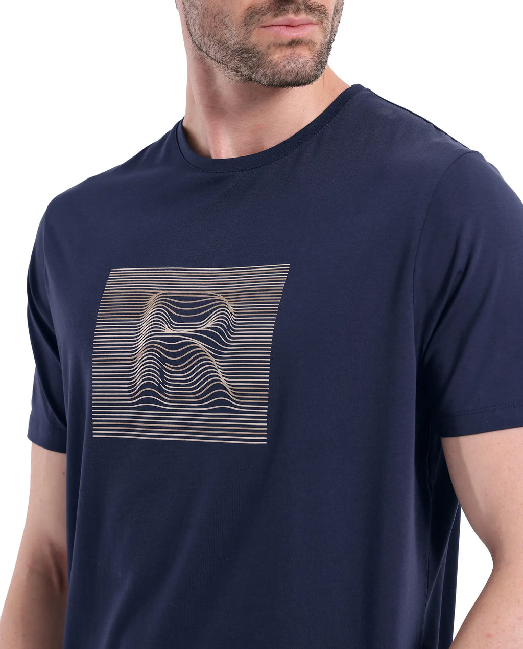 Rare Rabbit Men's Edo Navy Cotton Graphic Print Regular Fit Half Sleeve Crew Neck T-Shirt