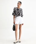 Rareism Women's Elli White Cotton Plain Mini Regular Fit Shorts