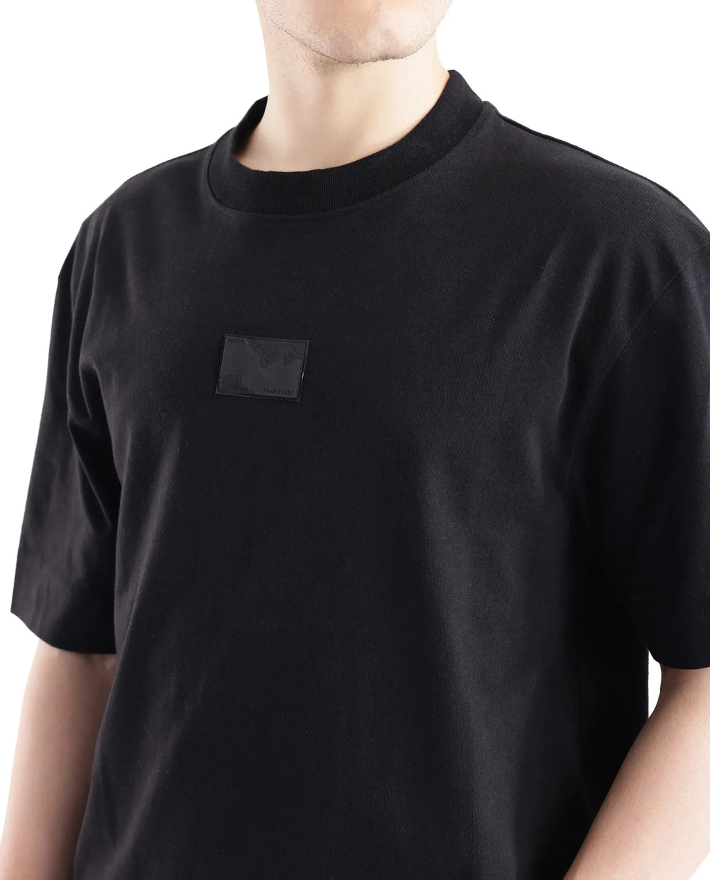 Rare Rabbit Men's Endrol Black Cotton Typography Print Boxy Fit Half Sleeve Crew Neck T-Shirt
