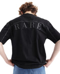 Rare Rabbit Men's Endrol Black Cotton Typography Print Boxy Fit Half Sleeve Crew Neck T-Shirt
