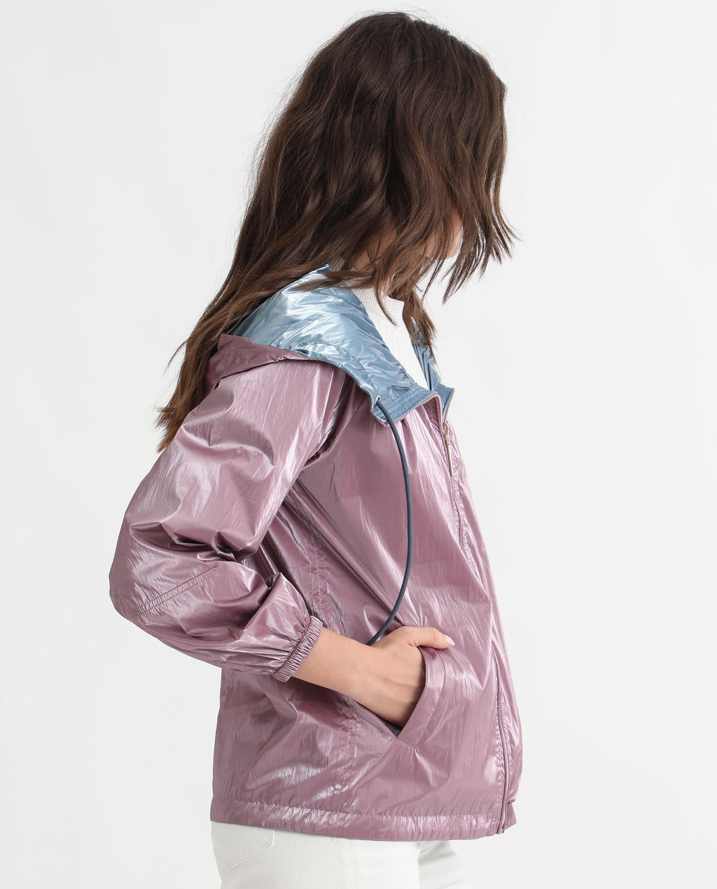 Rareism Women's Erber Pink Polyester Hooded Plain Balloon Sleeve Regular Fit Jacket